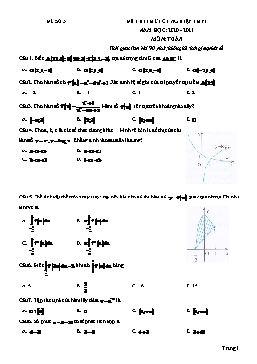 Đề thi thử Tốt nghiệp THPT môn Toán - Đề số 03 - Năm học 2020-2021 (Có đáp án)